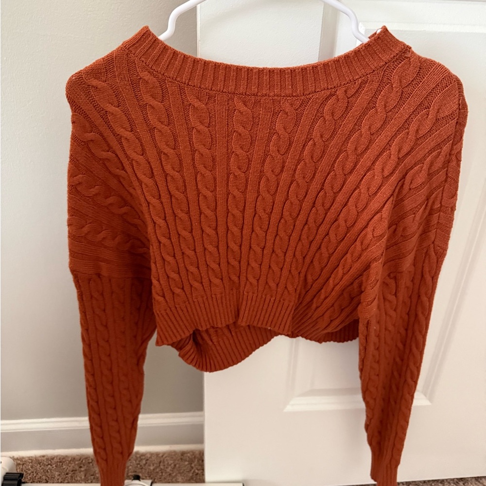Altar'd State Rust Cable Knit Sweater